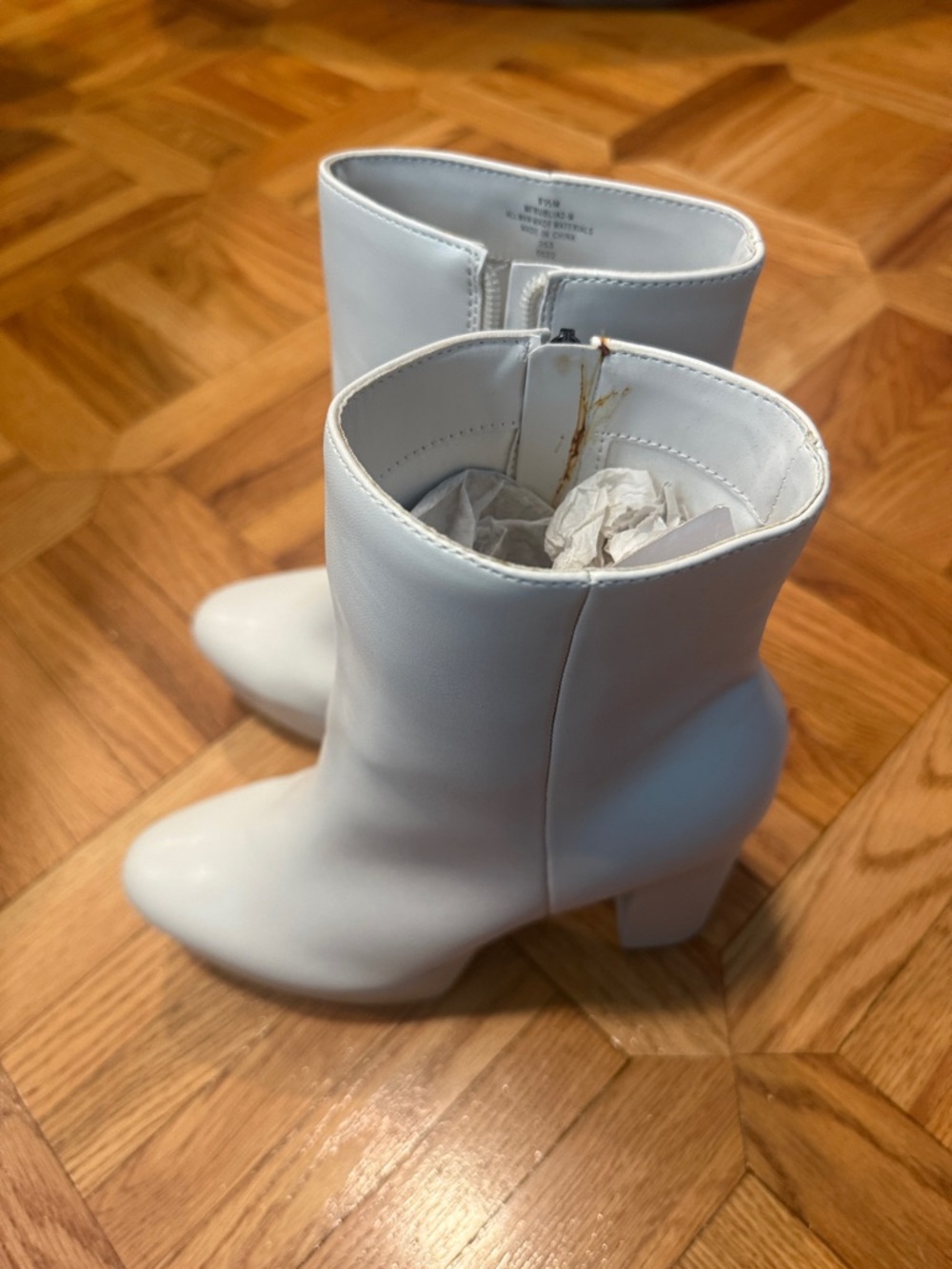 Marc Fisher White Mid-Calf Heeled Zip Boots - Picture 2 of 4